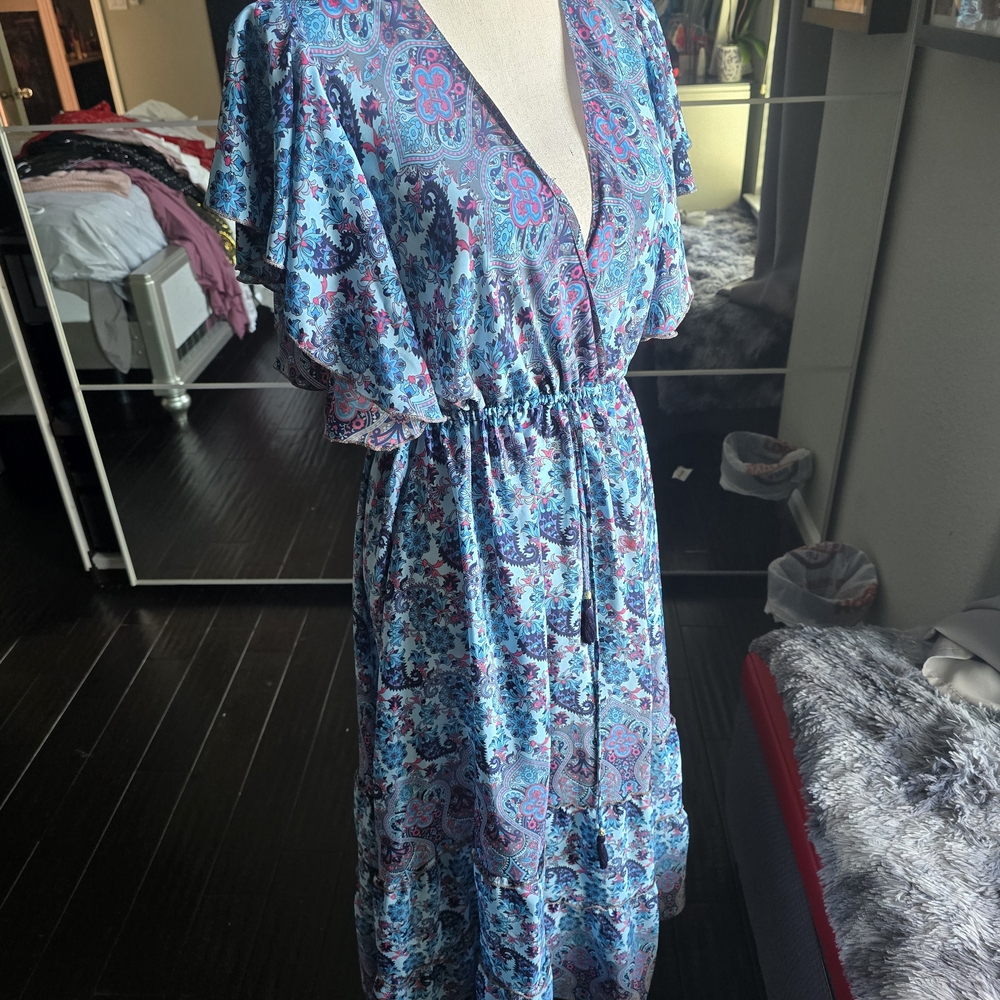 Floral Blue and Purple Maxi Dress